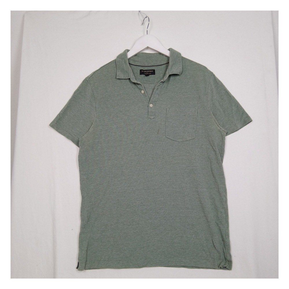 Banana Republic Wicking Pique Polo Shirt Sage Green Heather Large 3202